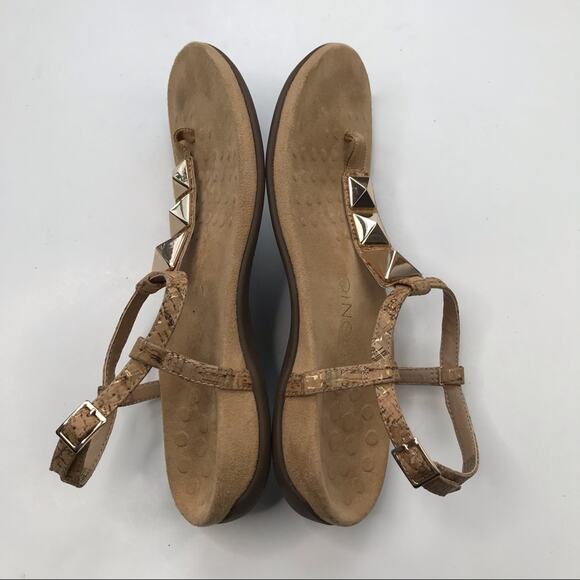 Vionic Women's Nala Gold Cork T-Strap Flat Sandals Size 9 - Picture 2 of 7